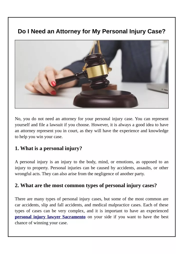 do i need an attorney for my personal injury case