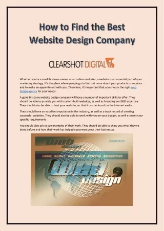 Benefits of Hiring a Website Design Company in Brisbane | Clearshot Digital