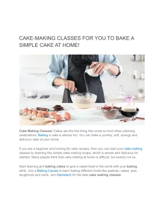 CAKE-MAKING CLASSES FOR YOU TO BAKE A SIMPLE CAKE AT HOME