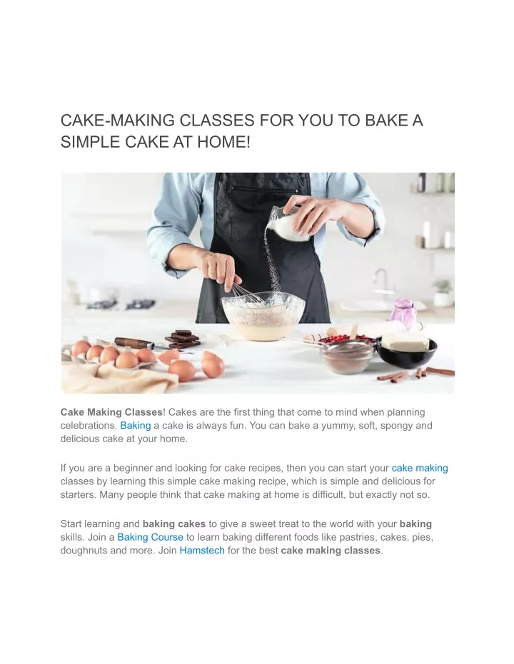cake making classes for you to bake a simple cake