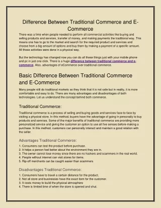 Difference Between Traditional Commerce and E-Commerce