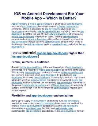 ios vs android development for your mobile