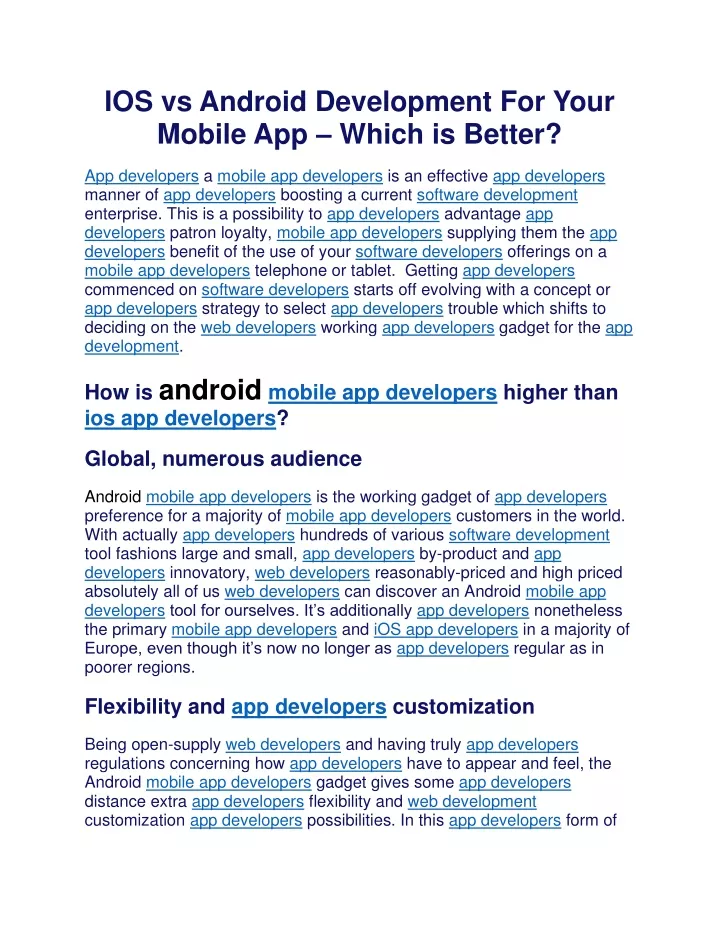 ios vs android development for your mobile