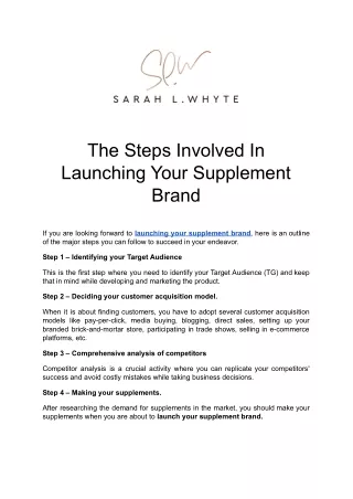 The Steps Involved In Launching Your Supplement Brand