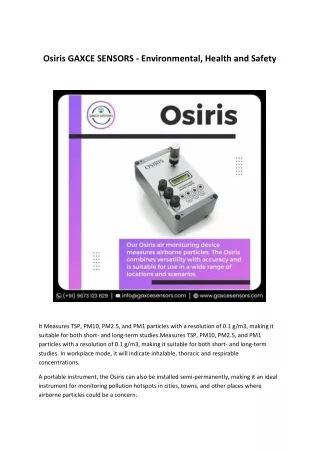 Osiris GAXCE SENSORS - Environmental, Health and Safety