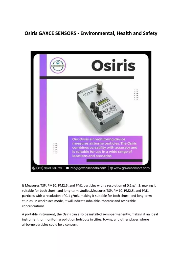 osiris gaxce sensors environmental health