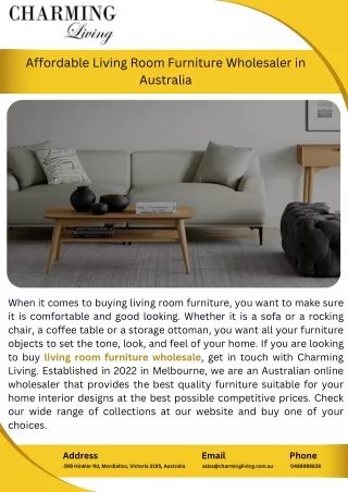 Affordable Living Room Furniture Wholesaler in Australia