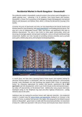 Residential market in North Bangalore - Devanahalli.docx