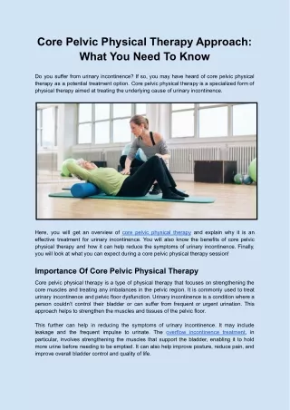 core pelvic physical therapy approach what