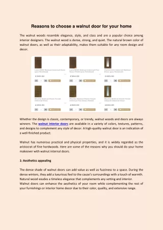 Reasons to choose a walnut door for your home