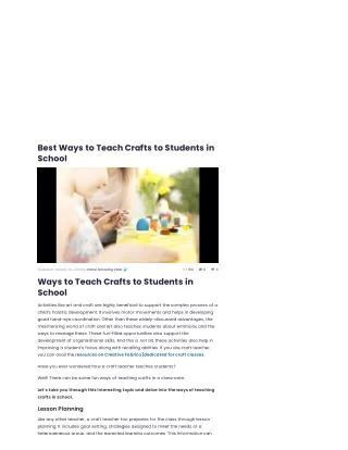 Ways to Teach Craft to Student in School