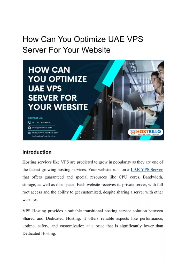 how can you optimize uae vps server for your