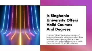 Is Singhania University Offers Valid Courses And Degrees
