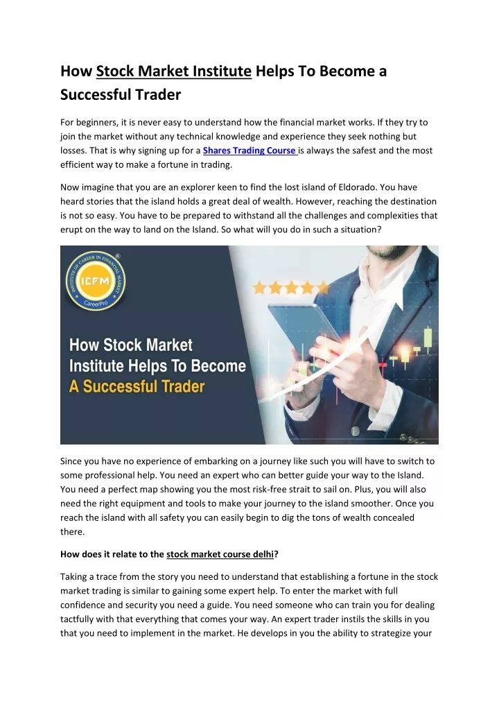 how stock market institute helps to become