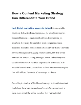 How a Content Marketing Strategy Can Differentiate Your Brand