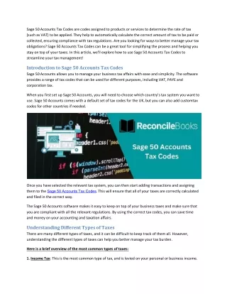sage 50 accounts tax codes are codes assigned