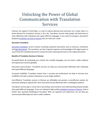 Unlocking the Power of Global Communication with Translation Services