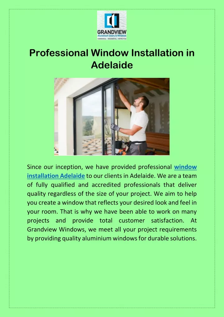 professional window installation in adelaide