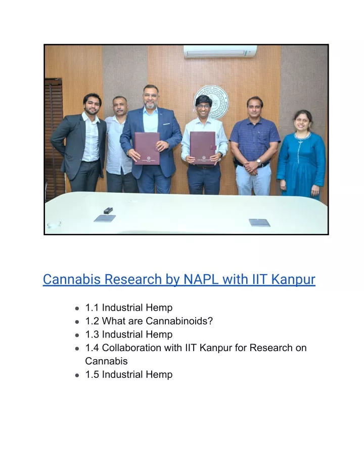 cannabis research by napl with iit kanpur