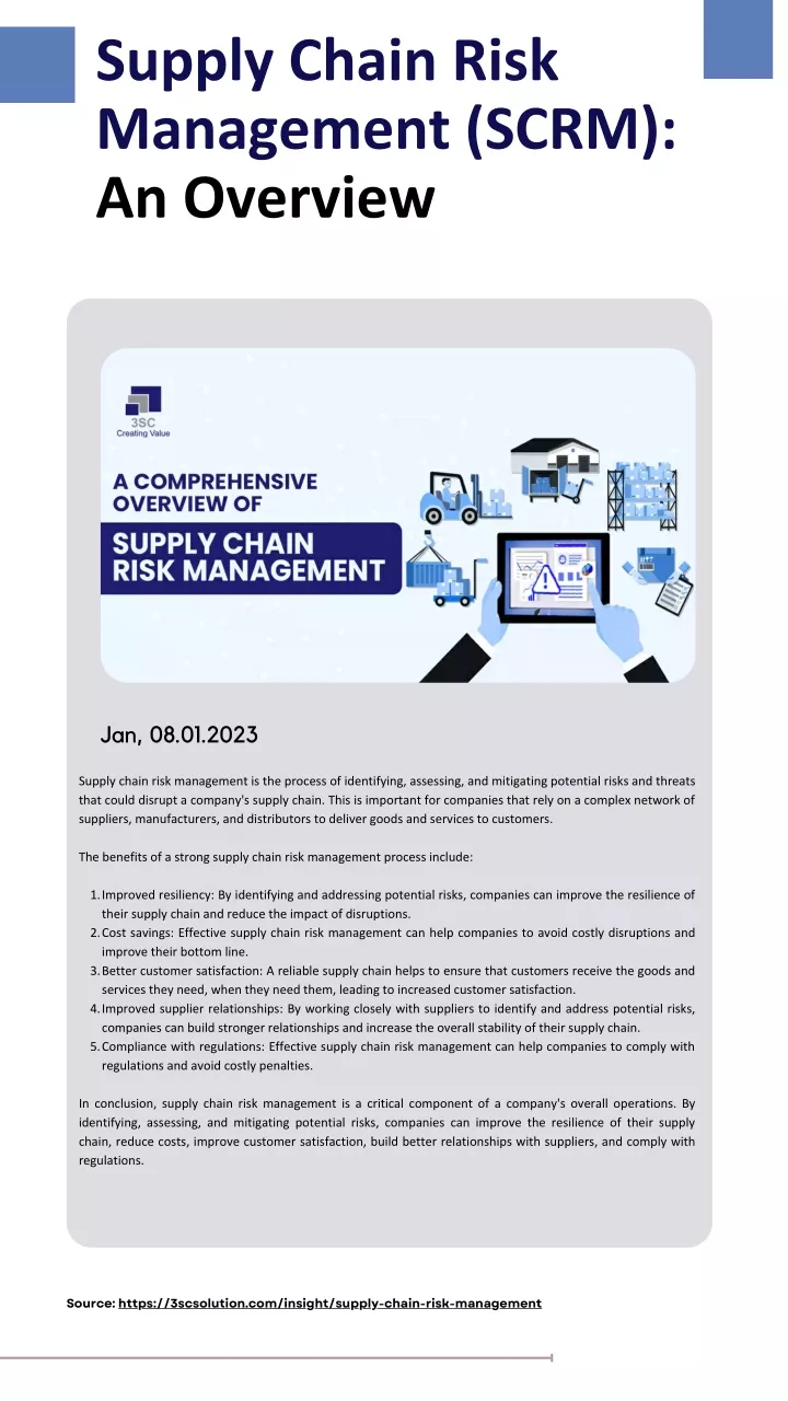 supply chain risk management scrm an overview