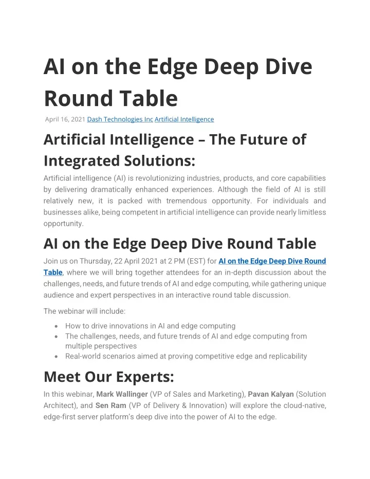 ai on the edge deep dive round table april