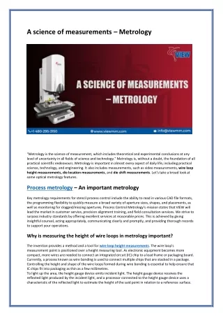 a science of measurements metrology