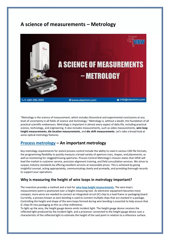 a science of measurements metrology