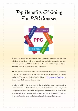 Top Benefits Of Going For PPC Courses