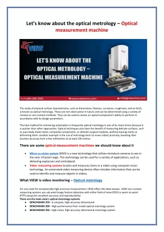 let s know about the optical metrology optical
