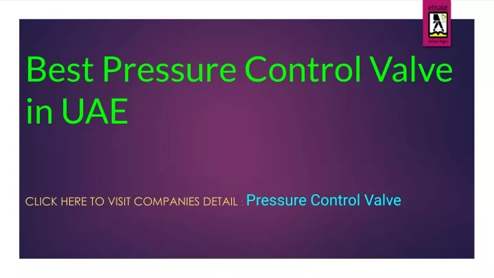 best pressure control valve in uae