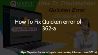 How To Fix Quicken error ol-362-a
