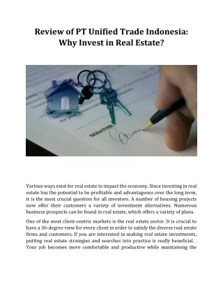 Review of PT Unified Trade Indonesia Why Invest in Real Estate
