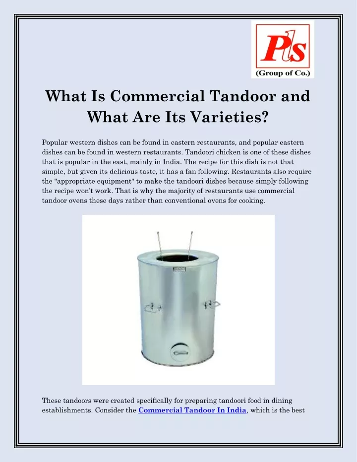 what is commercial tandoor and what