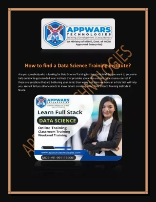 how to find a data science training institute