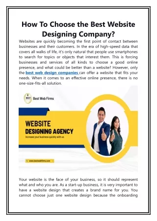 How To Choose The Best Website Designing Company