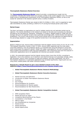 thermoplastic elastomers market overview
