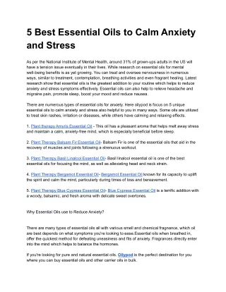 5 Best Essential Oils to Calm Anxiety and Stress