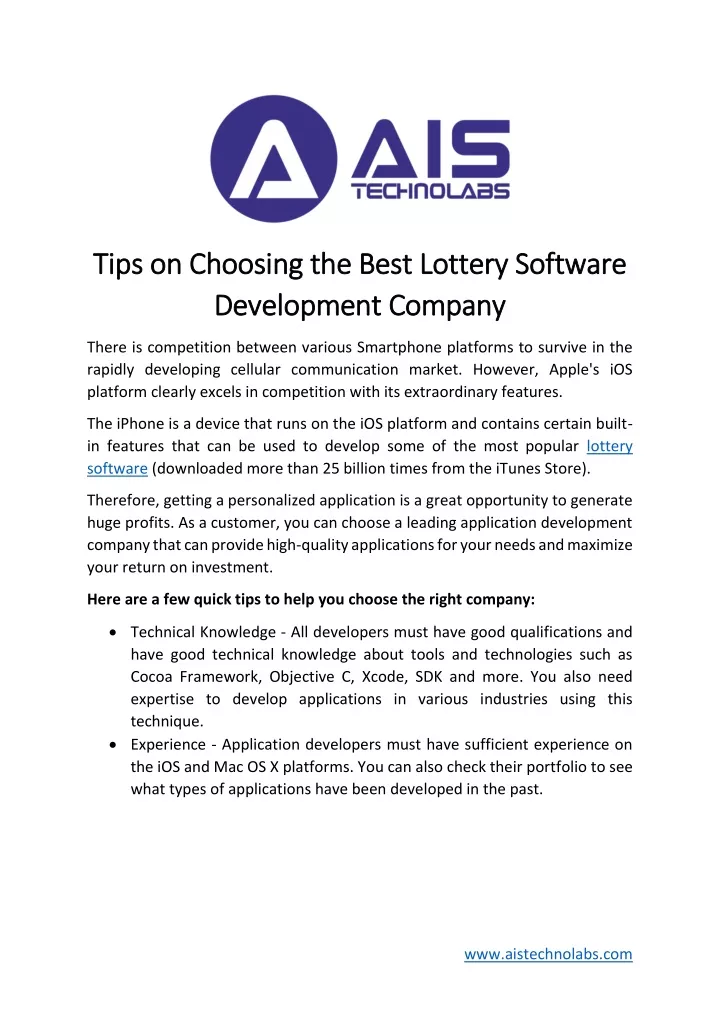 tips on choosing the best lottery software tips