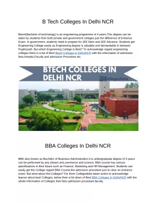 Colleges in Delhi NCR
