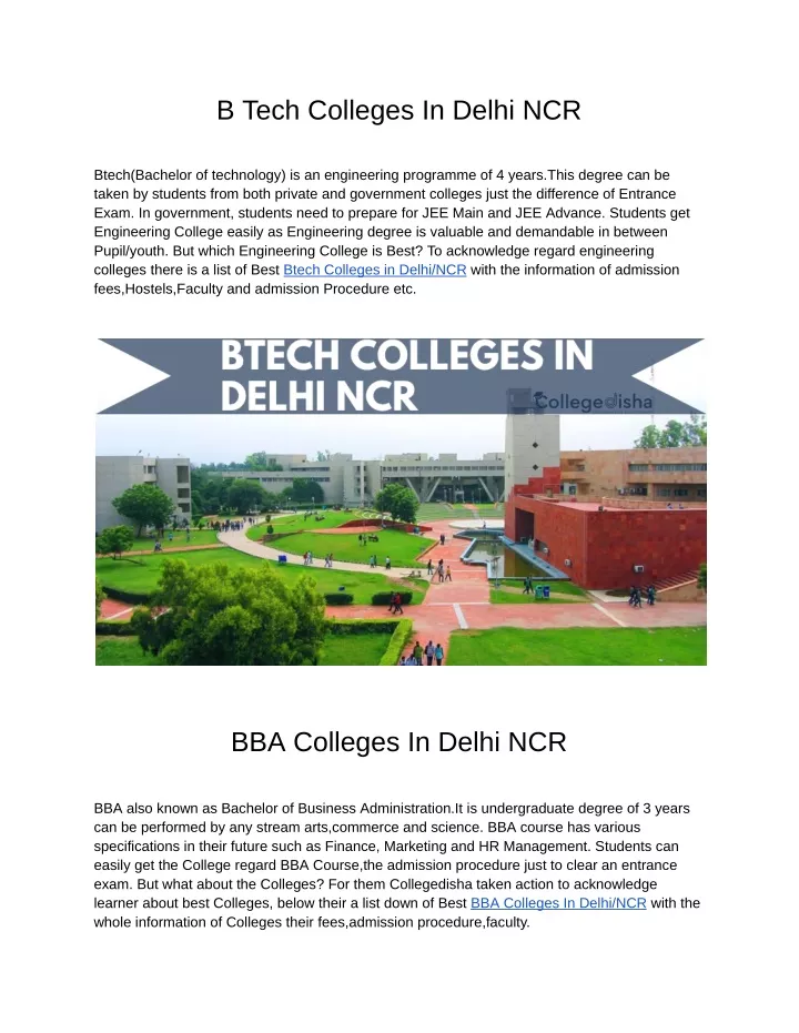 b tech colleges in delhi ncr