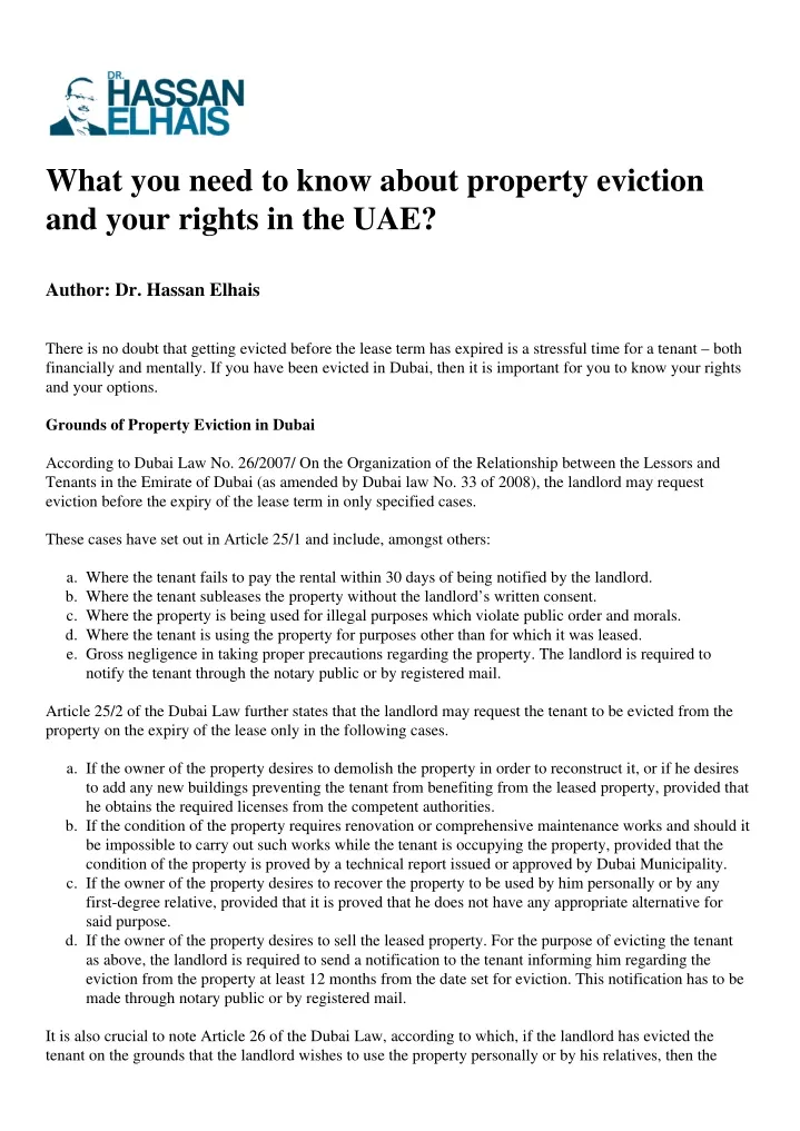 what you need to know about property eviction