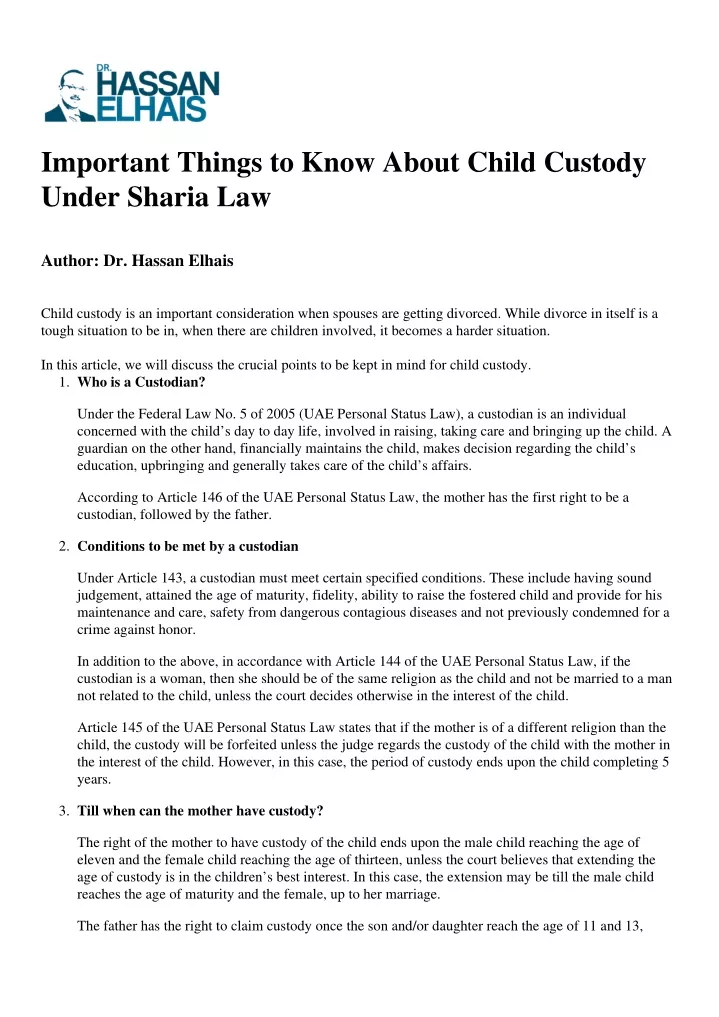 important things to know about child custody