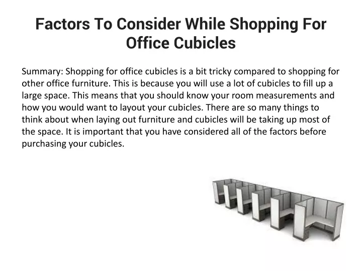 factors to consider while shopping for office cubicles