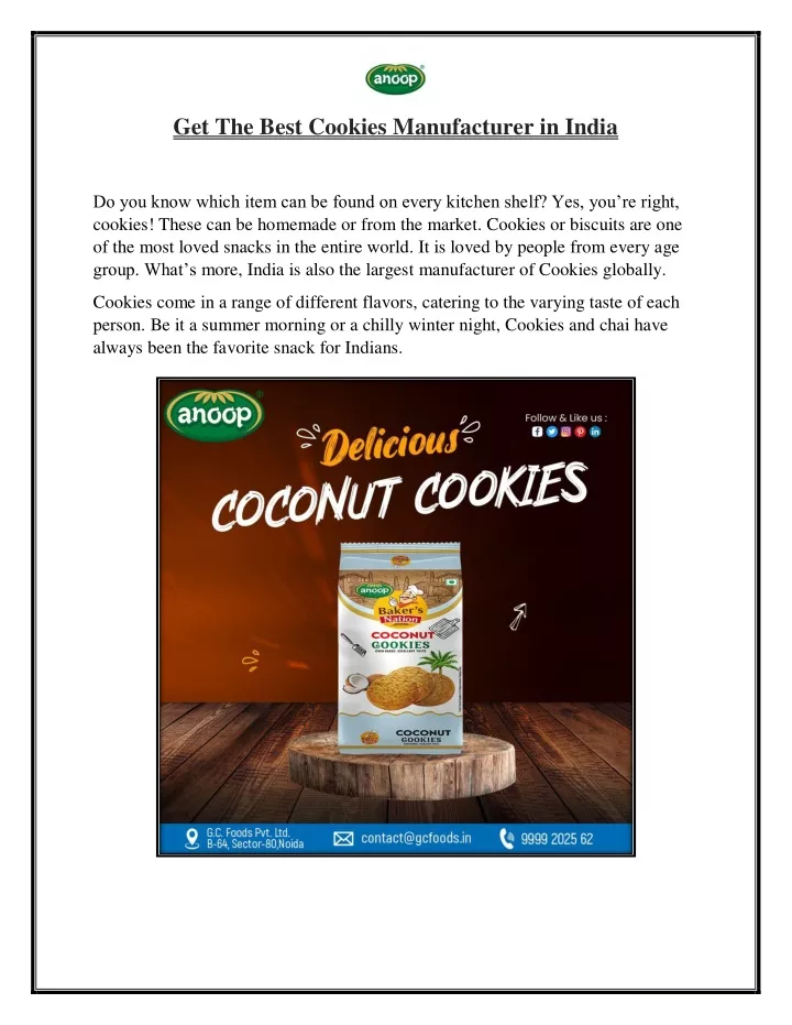 get the best cookies manufacturer in india