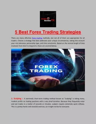 5 Best Forex Trading Strategies