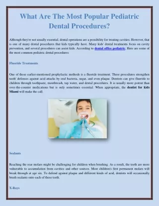 What Are The Most Popular Pediatric Dental Procedures?
