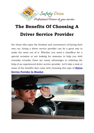 the benefits of choosing a