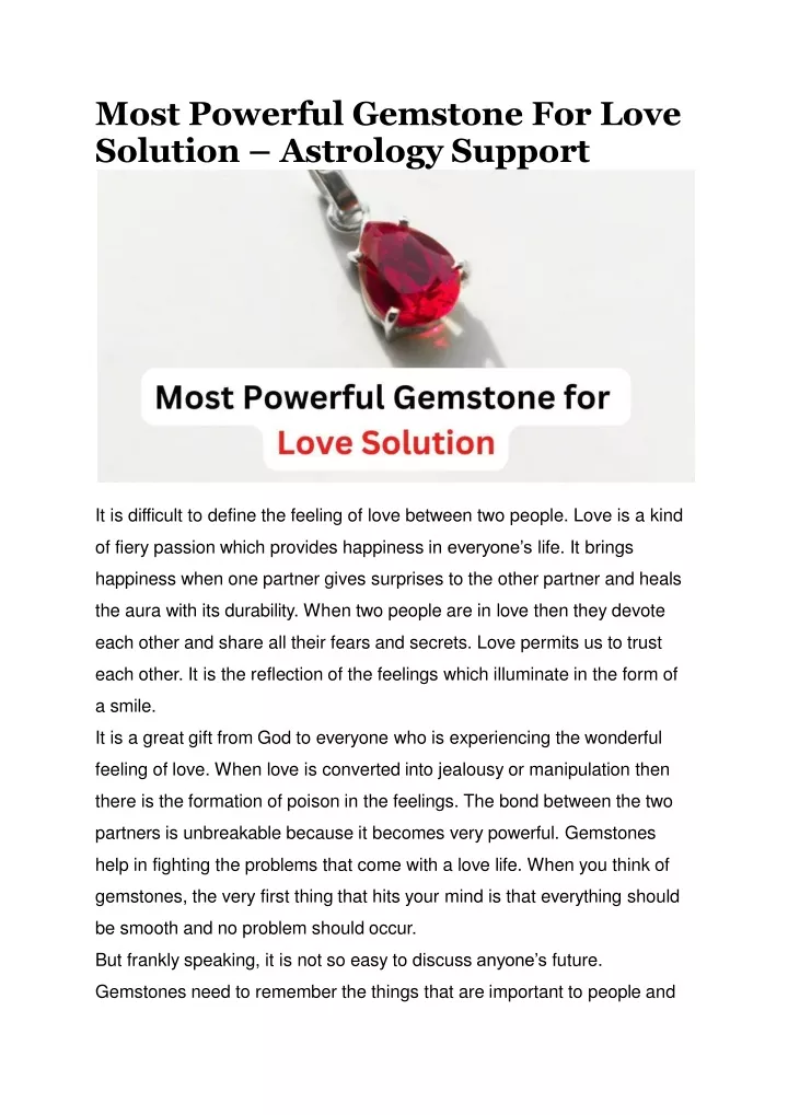 most powerful gemstone for love solution astrology support