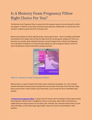 is a memory foam pregnancy pillow right choice