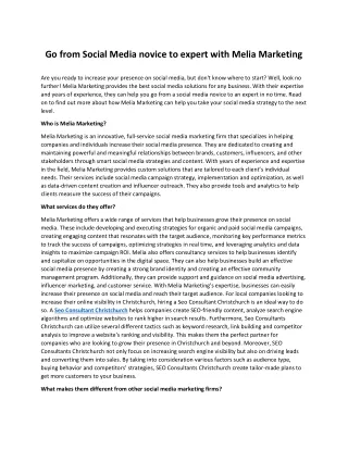 Go from Social Media novice to expert with Melia Marketing